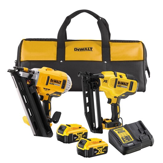 DeWalt DCK2046P2GB 18V XR Nailer Twin Kit 2 X 5Ah White, Milne & Co. Power Tools & More